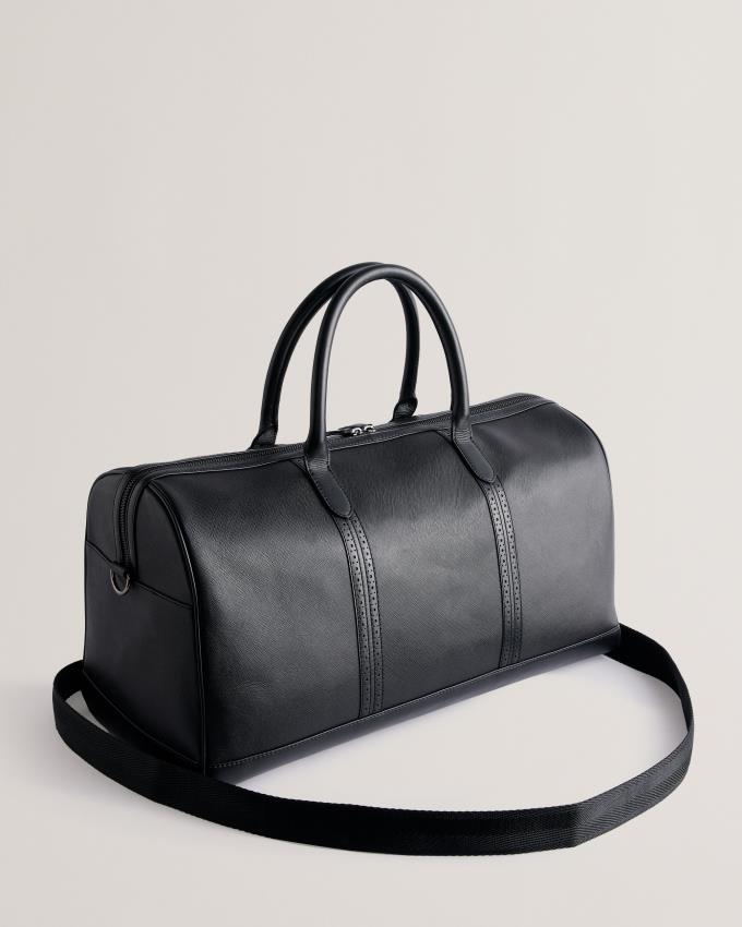 Sac en Cuir Ted Baker Textured Saffiano Holdall Noir Homme | HVZ-43902297